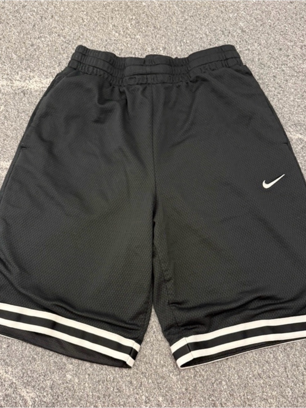 Nike Black Dri-FIT Mesh Athletic Shorts with White Swoosh